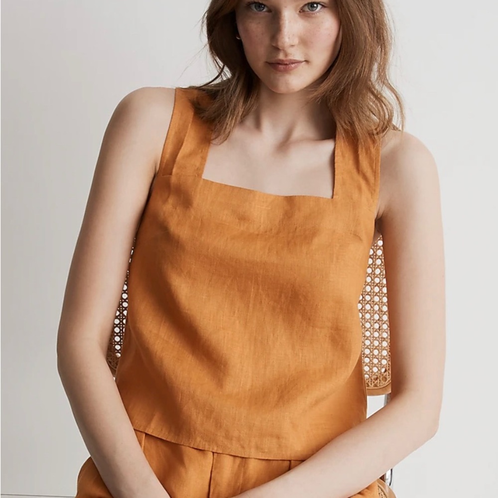 Madewell 100% Linen Cross-Back Sleeveless Top